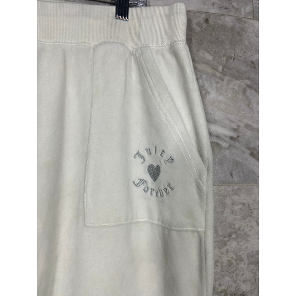 Juicy Couture White Velour Lounge Pants Rhinestone Logo Flare Plus Sz 2X  Y2K - Picture 3 of 11